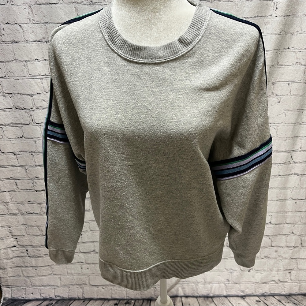 AERIE Women's Gray Sweatshirt with Stripes on Sleeves Size Small